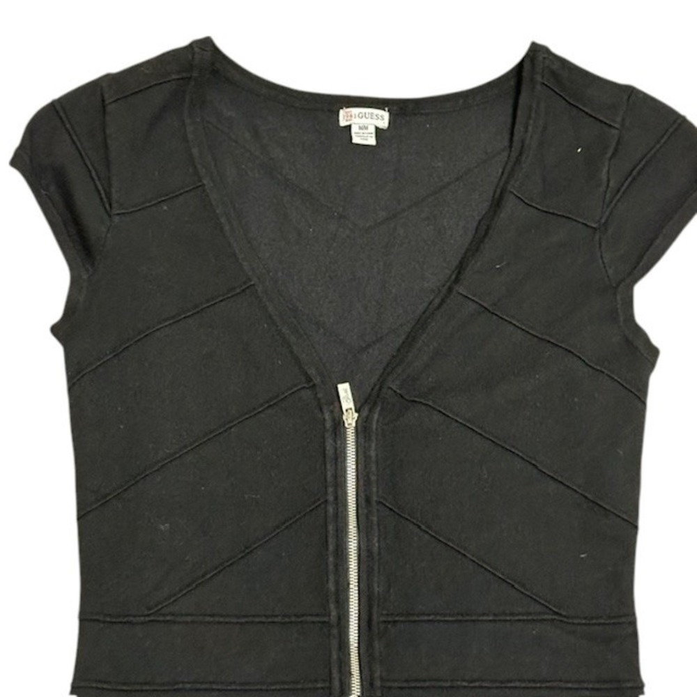 Guess Bodycon Dress Bandage Mini Full Zip Sleeveless Black Size Med - Picture 4 of 14